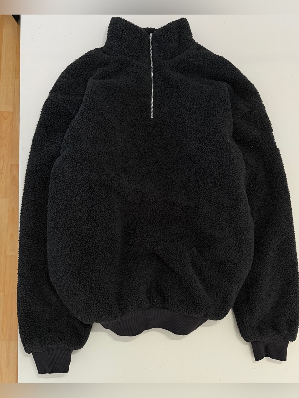 Comfrt Black Sherpa Fleece Quarter Zip Pullover Sweatshirt M